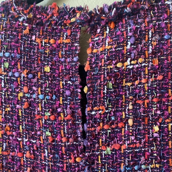 Zara multicolor raw hem tweed keyhole back peplum size M - Picture 8 of 16